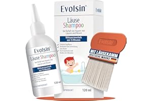 ‎EVOLSIN Evolsin® 120ml Läuseshampoo & Läusekamm für Erwachsene & Kinder ab 6 Monaten – bei Befall von Haaren mit Nissen & Kopfläusen – Läusemittel schonend für die Kopfhaut – wirkt in 15 Minuten