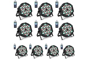 AIMKAP Par LED RGB 36LED 72W Luci LED Discoteca DMX512 con Telecomando, Luci del Palcoscenico 7 Modalità di Illuminazione per DJ Festa Esibizione (10PCS)