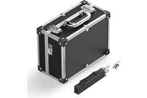 WILTEC Mallette en PVC 32x23x16cm Verrouillable Bords renforcés Cadre en Aluminium Valise de rangement Outils DVD Box