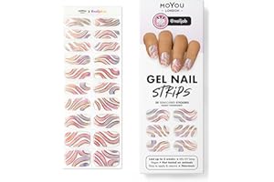 MOYOU LONDON Semi Cured Gel Nail Strips, 20 Pc. Gel Wraps for Nails, Easy Apply & Remove for Salon-Quality Manicure, Works with Any Nail Lamps - Nailjob 03