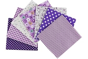 aufodara 7 pezzi 50x50 cm Quadrati Tessuto Cotone Stoffa Patchwork Modelli Diversi Tessuti per Cucito, Quilting, Artigianato, Fai da te, Hobby Creativi, Materiali pacchetto (Viola)