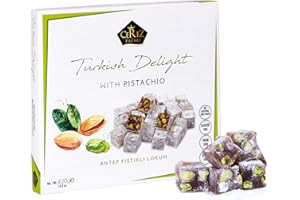 ÇEREZ PAZARI Cerez Pazari Turkish Delight Pistachio Candy Gourmet Premium Vegan Sweets Medium Gift Box 420g | Sweet Luxury Traditional Confectionery Soft Candy Dessert Glucose Free Lokum (Loukoumi) | Apprx.42 Pcs