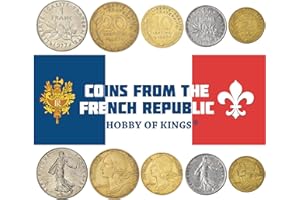 HOBBY OF KINGS Lot de 5 pièces de monnaie françaises d'Europe | Vieilles pièces de monnaie françaises de collection | Choix parfait pour votre tirelire, supports et album de collection