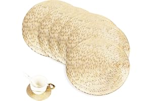 GLOBALDREAM Dessous de Verre, 6 pièces Dessous de Verres Ronde sous Verre Dessous de Verre Vinyle pour Table Salle à Manger Cuisine (Doré, 10cm)