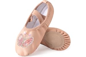 Mulnall Filles Ballet Chaussures Classique Cuir Yoga Ballerine Chaussure de Danse Pilates Pantoufles Danse Pratique Gymnastique Chaussons Split Plate pour Filles Enfants Femmes