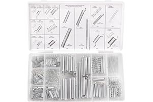 YIXISI 200 Pièces Kit Assortiment de Ressorts, 20 Tailles, Ressorts de Traction et de Compression, Argent, Pour Outils et Appareils, Automobiles, Pièces de Rechange