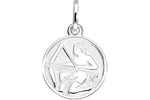 My Gold Pendentif Zodiaque (Sans Chaîne) Argent Sterling 925 Petit Ø 12mm Mini Signes Ronds du Zodiaque Zodiaque rond MOD-07067