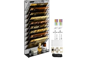 PLSOPPKG Soporte de Archivador de Pared Colgante de 11 Niveles para Documentos de Revista, Bandeja de Malla A4, Organizador de Correo, Estante de Almacenamiento de Revistas, Organizador de Archivos