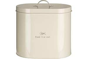 Premier Adore Pets-Contenitore per Alimenti con Cucchiaio, 6,5 Litri, per nutrire Il Gatto, Metallo, Crema, 6.5 Litre