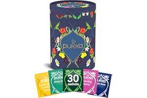 PUKKA Coffret collection découverte, Idée Cadeau Femme et Homme, Coffret de Tisanes et Infusions,Cadeau de Thé 100% Bio, Anniversaire, 5 Saveurs, Menthe, Matcha, Gingembre, Nuit, 30 Sachets de Thé