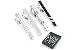 JeryWe 4 coppie di fermacravatte da uomo uniche per la festa del papà regali per il fidanzato con nero oro blu scuro oro argento fermacravatte Set di fermacravatte per cravatta regolare