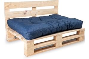 Bananair - Coussin Palette Extérieur Confortable - Tissu Résistant, Anti-UV & Déperlant - Coussin Salon de Jardin Extérieur, Balcon, Terrasse (Assise, 120 x 80 cm, Bleu)