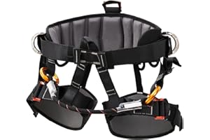 SOB Arnés de Escalada Ajustable Reforzado Profesional, Cinturón de Seguridad de Media Cuerpo para Escalada de Árboles, Rescate de Incendios, Espeleología, Escalada en Roca y Rápel