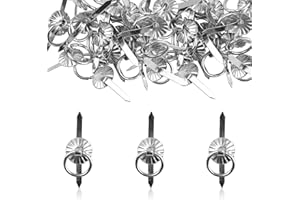 URROMA Small Silver Brad Fasteners with Ring, 60 Pcs Iron Round Cabinet Drawer Handle Ring Mini Brad Paper Fasteners for Making DIY Paper Crafts Scrapbooking Decoration