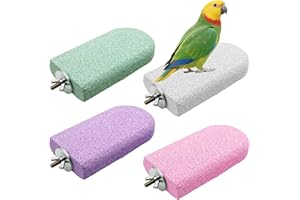 Allazone Pet Teeth Grinding Stone and Perch, Bird Perch Stands, Natural Chewing Toys for Small Medium Birds Budgies Conures Cockatiels Rats (4 PCS Big)
