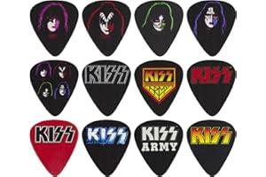P PERRI'S LEATHERS LTD. Perri's Leathers Ltd. - Médiators Pour Guitare - Celluloïd - KISS - Produit Officiel sous Licence - Motifs assortis - Moyen 0,71mm - Paquet de 12 - Pour Guitares Acoustiques, basses et Électriques - Fabriqués au Canada (LP12-KISS1)