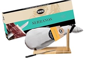 COFFRET JAMBON ESPAGNOL (ÉPAULE) avec kit Support à jambon et Couteau. Aprox. 4,5 kg À offrir en toutes occasions.