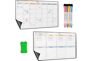 YSANCOR® Calendario Magnético Nevera Planificador Mensual o Semanal + 4 Rotuladores y 1 Borrador de Regalo | Opciones en Tamaños A4 y A3 | Ideal como Organizador Semanal (MENSUAL+SEMANAL A4)