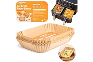 Ensine Papier Cuisson Air Fryer 22x14 cm, 100 Pièces Papier Sulfurisé pour Air Fryer Imperméable et Résistant à l'huile, Accessoires Pour Ninja AF300EU /AF400EU /Cecotec/Masterpro Double Airfryer