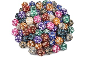 YILAIDA 100 Stück Polyedrisch Würfel Set mit Schwarz Beutel, Tisch Spiel Würfel für Dungeons and Dragons Pathfinder DND RPG MTG (20 Seitige)