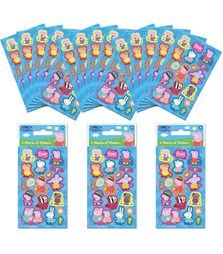 Paper Projects Peppa Pig Festival Of Fun – Confezione Da 6 Fogli Adesivi Per Festa E Sacchetti Regalo – 12,5x7,5 Cm