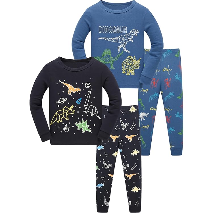 Dinosaurier Schlafanzug Für Jungen - Baumwolle Pyjama Set 2-teilig