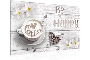 Runa Art Tableau Café Cuisine Moderne Tableau Decoracion Murale - Be Happy Blanc Salle 020614c