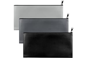 YILIYA Borsa per Banconote, 3 Pezzi Sacchetti di Denaro per Deposito Bancario, Cartelle con Cerniera in PU, con Cerniera, Pochette Piatta, Busta Porta Soldi, per Contanti, Cosmetici, Strumenti (27 x 14cm)