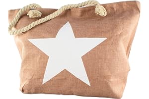 Ropo22 Bolsa De Playa y Piscina De Lona Con Cremallera, Forro Antiarena, Waterproof. Bolso Grande Con Bolsillo Interior y Asas De Cuerda Para Playa, Piscina, Gimnasio. Bolsos de Mujer.