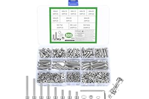 SZSLMY 800 Pièces Set de Vis M4, Boulons Vis et écrous, Vis Boulons et écrous, Vis à Tête Cylindrique à Six Pans Creux en Acier Inoxydable, Vis Boulon et écrous et Rondelles Kit pour Réparation Bricolage