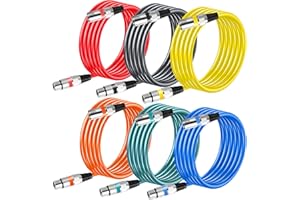 Leikurvo 6 Sztuk 2 m Premium Symetryczny XLR Kabel Mikrofonowy: DMX Sygnałowy do Mikrofonu, Połączeniowy 3-Biegunowy Adapter, Wtyczka na Gniazdo, do Nagrań