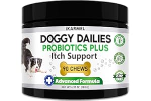 iKARMEL Doggy Dailies Probiotics for Dogs | Canine Supplements for Digestive and Immunity Support | Skin Health and Itch Relief | Vitamin Treats for Dogs | Probiotic (90 Chews)