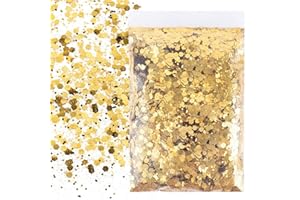 FIVEMILEBRO Glitter zum basteln gold glitzerpuder pailletten glitzer pulvereln basteln glitzerpulver glitter sequin für Nagelgesicht make up kartenbasteln handwerk nagelkunst | chunky glitter (Gold)