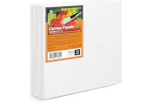 ESENG® Panel de lienzo 12 unidades, 25x25 cm｜10x10 pulgadas, 100% algodón, juego de paneles de lienzo, cartón para pintura acrílica, pintura al óleo, tempera y gouache