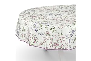ANRO Nappe en toile cirée - Lavable - Pour table de jardin - Motif fleurs - Ovale - Avec ourlet (bordée) - 200 x 140 cm