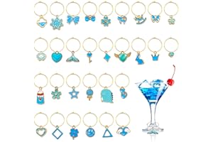 NIUHONG 30 Pcs Charms Anneaux Marqueurs Distinguer Champagne Pendentif Verre à Vin Couleur Marquage Au Marqueur Verre Marqueurs Cocktails Verre Coloré Marqueur Boisson