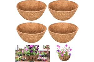 Riare 4Pcs Hanging Basket Liner, 12inch Round Natural Coconut Coir Liners Planter Liner Coco Fiber Replacement Liner for Hanging Baskets, Garden Flower Vegetables Planter Pot, Window Box(4, 12inch)