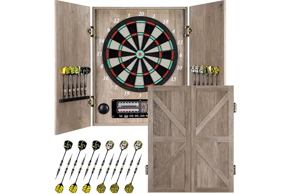 Yirinatek Jeu de Flechette Electronique, Coffret Décoratif pour Cible Flechette Electronique [12*Bronze Fléchettes] [Mode de Jeu Cricket]