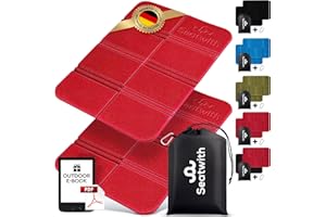 ‎SEATWITH Seatwith 2er Set Outdoor Sitzmatte/Faltbares Iso-Thermo-Sitzkissen mit Tragetasche und Karabinerhacken für ideale Befestigung am Rucksack maximaler Schutz vor Kälte Nässe & Schmutz + Outdoor E-Book