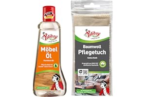 ‎POLIBOY ... PFLEGT WIE NEU POLIBOY Möbel Öl - Holzpflegemittel für unbehandelte und geölte Holzmöbel - Farbloses Holzöl zur Auffrischung und Pflege - 1x 200 ml - inkl. Baumwolltuch zur Anwendung - Made in Germany