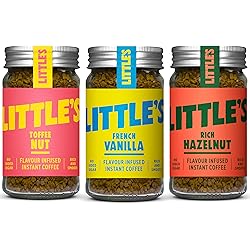 Little's Flavoured Instant Coffee Dragons Den Bundle, 6 Pack 50g X 6 Flavours Vanilla Caramel Rich Hazelnut Toffee Nut Double Chocolate Pumpkin Spice Vegan Friendly Low Calories