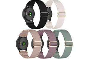 CUNUJIX 5 Stück Elastisch Nylon Armband Ersatz für Garmin Venu Sq/Venu Sq 2 Armband,20mm Dehnbare Loop Gewebe Ersatzband für Garmin Venu Sq Music/Venu Sq 2 Music Damen Herren