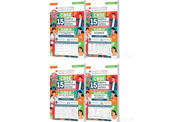 Oswaal CBSE 15 Sample Question Papers Class 10 English, Science, Social Science & Maths Standard (Set of 4 Books) for 2026 Board Exam (As per CBSE Sample Question Paper issued on 30 July 2025) Product Bundle 16 August 2025