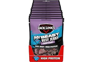 Jack Link’s Beef Jerky Teriyaki – MrBeast Edition – 12-pack (12 x 60 g) Proteinrik Snack – Proteinsnack för Fitness, Gym och Outdoor – Amerikansk Torkad Nötkött