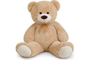 Yeqivo Orsacchiotto Gigante Grandi Animali di Peluche Peluche Orso Grande per Fidanzata Bambini Natale San Valentino (Marrone chiaro,110CM)