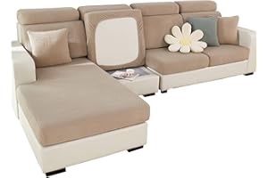 SHANNA Ajustable Funda Sofa 3 2 1 Plazas Chaise Long, Funda para Sofa Cubre Elástica Resistente al Desgaste, Universal Protector de Asiento Fundas de Cojín (Tejido Camello, Funda para Chaise)