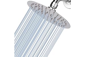 Soffione Per Doccia da 15cm Voolan, Testa Doccia Tonda ad Alta Pressione in Inox 304, Ti Offre Un'Esperienza di Doccia Confortevole Anche a Basse Pressioni d'Acqua e Consente (Cromo)