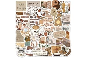 KADERAS Lot de 60 Autocollants Vintage, Rétro Aesthetic Stickers en Vinyle pour Scrapbooking, Ordinateur Portable, Bouteille d'eau, Valise, Guitare (A)