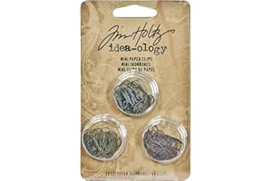 TIM HOLTZ Idea-Ology Mini clips de papel .625 pulgadas, paquete de 48 unidades, níquel antiguo, latón y cobre