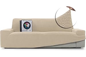 FAVERTI® Funda Sofá Super Elástica 2 plazas de 140 a 180 cm | Modelo NOVELE | Beige | Funda Universal Ideal para Cualquier Forma de sofá | Protector de Calidad Tejido Jacquard Tacto algodón